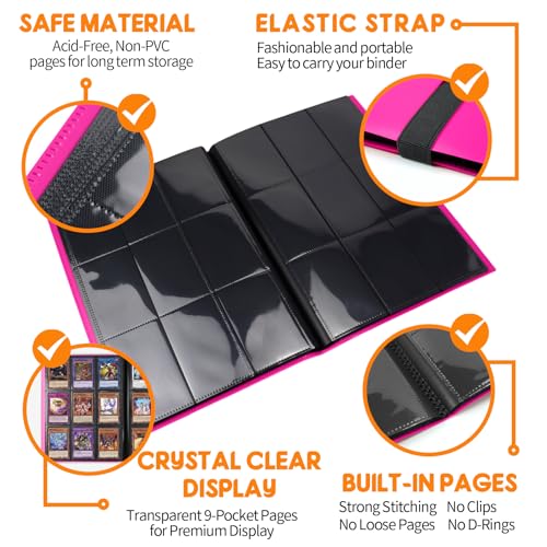 360 Card Waterproof Trading Card Binder - Rose Red