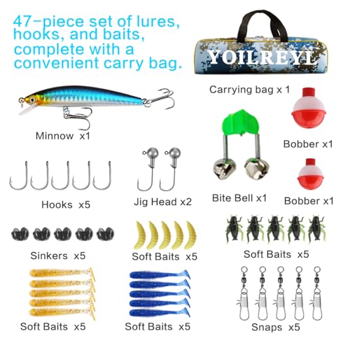 Yoilreyl 5.9ft Telescopic Fishing Rod & Reel Combo - Push Button Start, Blue