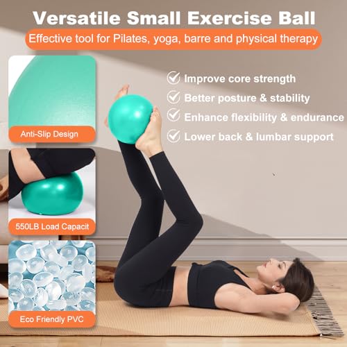 Tsikavo Teal Pilates Ring 12 Inch with Exercise Ball & Resistance Bands Set