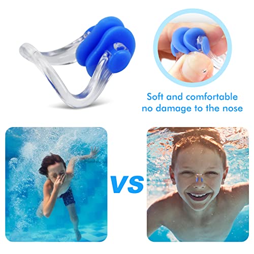 Swimming Nose Clip Set - 10 Silicone Waterproof Plugs with Storage Bag