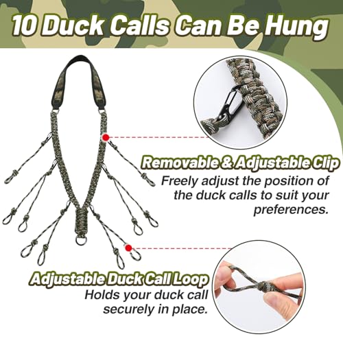 Duck Call Lanyard for Hunting - Adjustable Nylon Neck Strap with Multi-Loops