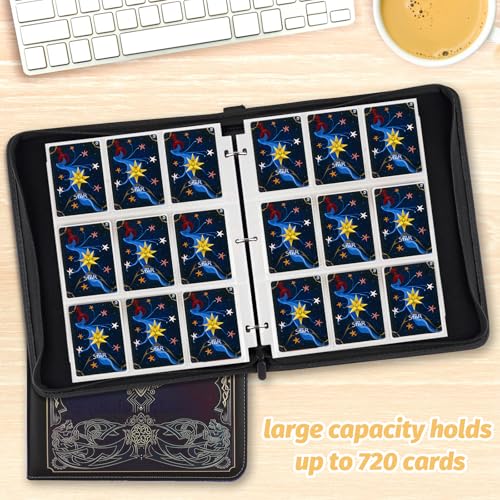 GERMUN 9 Pocket 720 MTG Card Binder Black Purple - Premium Trading Card Album