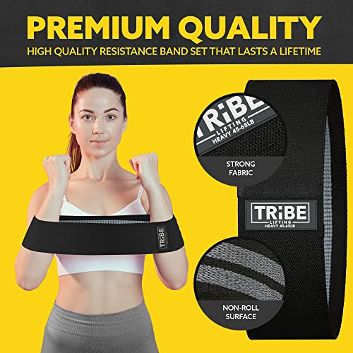 Fabric Resistance Bands - 3-Pack Non-Slip Grip for Legs & Glutes - Grey