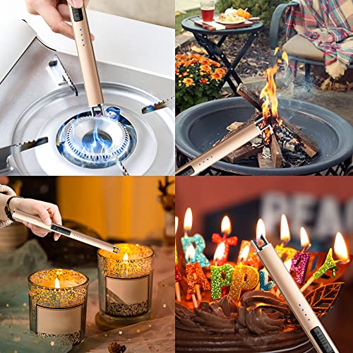Rechargeable Plasma Arc Candle Lighter with Type-C Cable - Gold