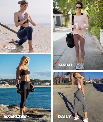 High Waisted Capri Leggings for Women - Soft Slim Yoga Pants - Black, 18 Inch