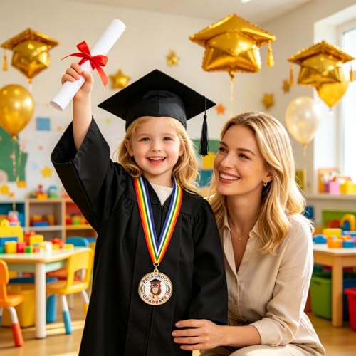 2026 Preschool Graduation Medal with Rainbow Neckband - 2-Inch Kids Award