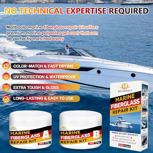 Marine Fiberglass Repair Kit for Boats - Gel Coat & Epoxy Filler