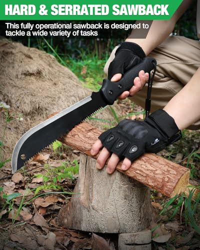 Mossy Oak 19-Inch Heavy Duty Machete with Saw & Sheath - Outdoor Survival Tool
