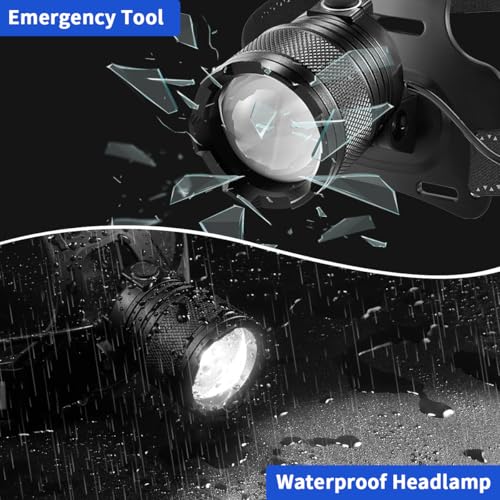 Super Bright Rechargeable Headlamp - 3000LM, 90° Adjustable, 4 Modes - 1 Pack