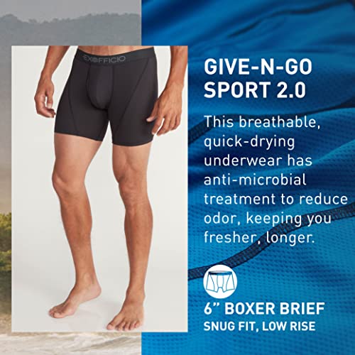 ExOfficio Men's Give-N-Go Sport Mesh Boxer Briefs 6'' Medium Black
