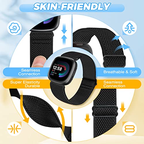 Vodtian 4 Pack Elastic Watch Bands Compatible for Fitbit Versa