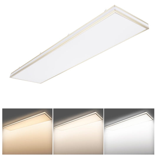 DAKASON 4FT Rectangle LED Flush Mount Ceiling Light for Kitchen/Laundry, 48W Wraparound 3/4/5000K Selectable, Hardwired 4’ Linear Lights Fluorescent Tube Replacement, Dimmable 1Pack