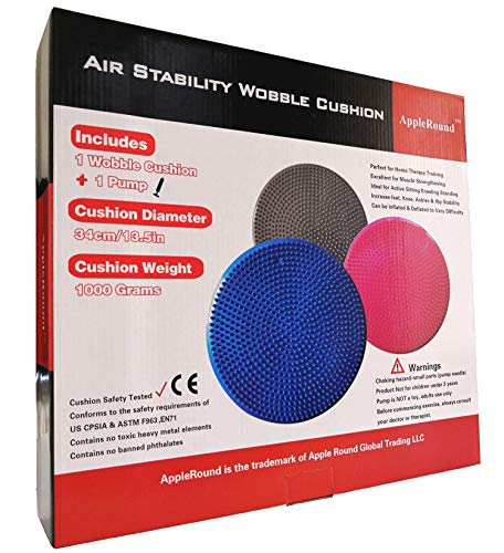 Inflated Wobble Cushion with Hand Pump - White, 13.5in Diameter