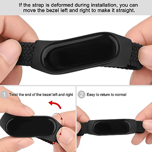 Nylon Bands for Xiaomi Mi Band 7/6/5/4/3 - 2 Pack Soft Braided Straps - Black & Green