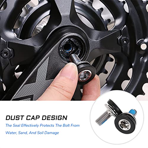 M8 Bike Crank Arm Fixing Bolts with Dust Caps - 2 Piece Steel Set