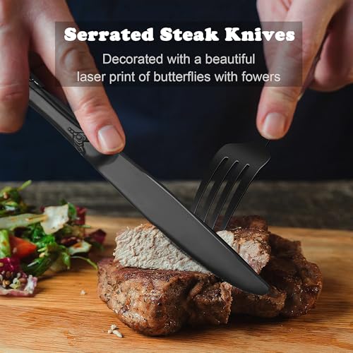 Runfly Retro Black Stainless Steel Flatware Set for 4 - 20 Pieces