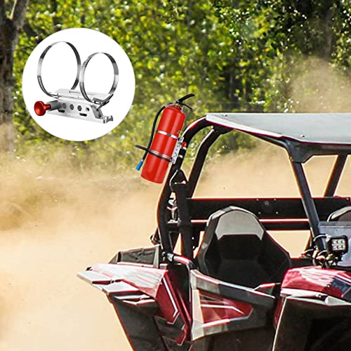 Vehicle Fire Extinguisher Mount Bracket, Aluminum Adjustable Quick Release Roll Bar Fire Extinguisher Bottle Mount with 8 Clamps, Compatible with Jeep Wrangler JK TJ Rubicon UTV, Silver
