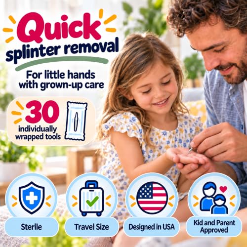 Kids Splinter Removal Kit 30 Pack - Gentle Child-Friendly Splinter Extractors