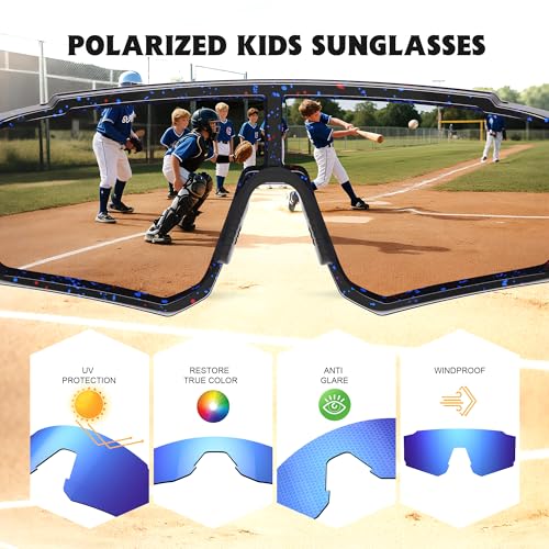 Kids Polarized UV Protection Cycling Sunglasses with Strap - Multiple Colors