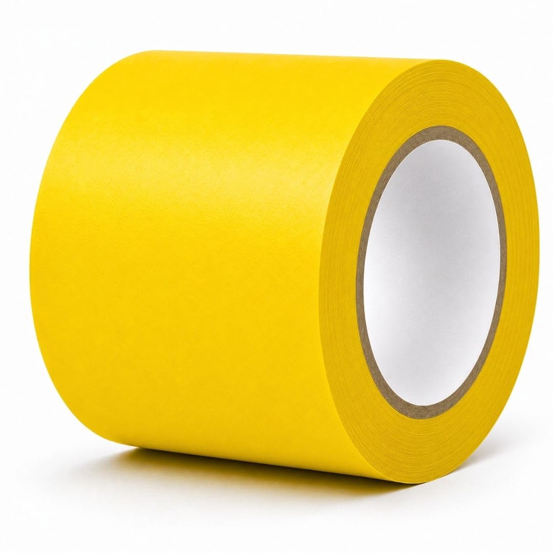 GTSE 4 inch x 108 ft Yellow PVC Vinyl Floor Tape, Safety Marking Tape, 6 mil Thick, Suitable for Dance Floors, Gyms, Warehouses, Sports Facilities