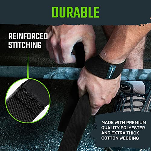 Padded Weight Lifting Straps for Deadlifts - Black - 20 Inch Pair