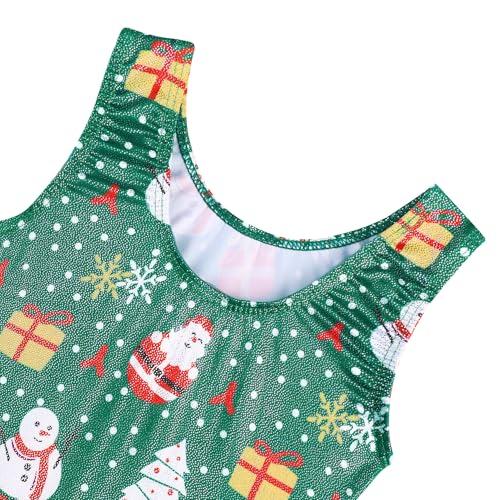 Sleeveless Sparkly Leotard for Girls - Christmas Green, 2-3T