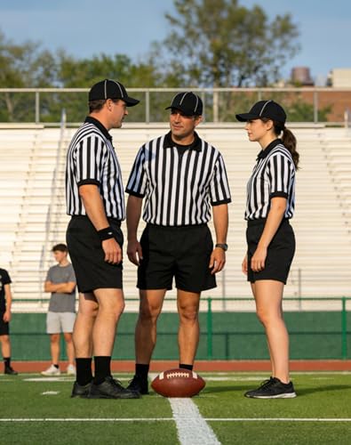 Premium Referee Shirt - Men's & Women's Zipper Jersey - Black & White - X-Large