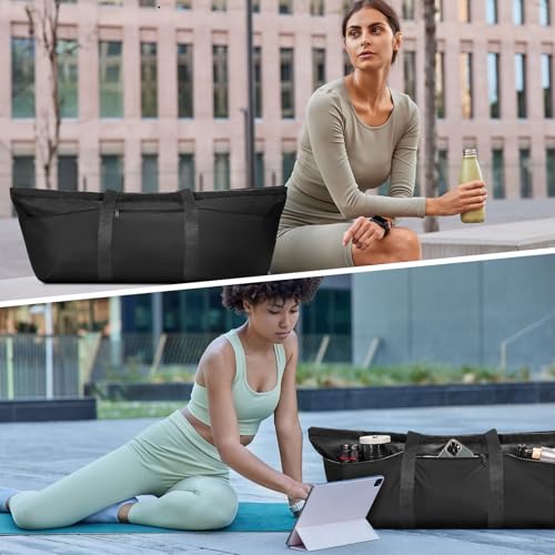 Large Yoga Mat Bag with Trolley Sleeve & Wet Pocket - Black