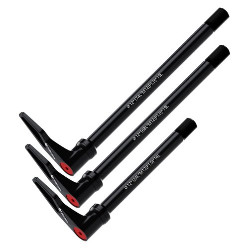 Thread Pitch 1.0mm Bicycle Hub Thru Axle Adapter Boost Forks Quick Release Thru Axle with Handle (12mm x 124mm Length)
