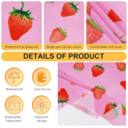 Strawberry Party Tablecloths - 2 Pack Disposable 54x108