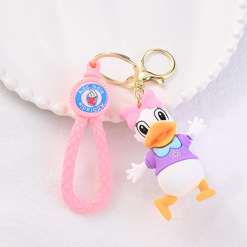 TREANY 4pc Minnie/Mickey Cartoon Keychains Set - Cute Backpack & Car Charm Accessories
