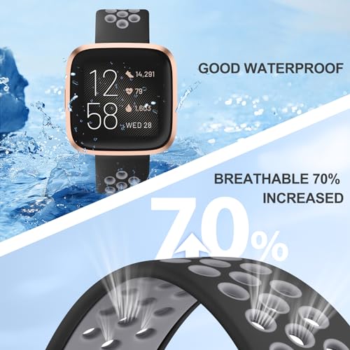Soft Silicone Sport Band for Fitbit Versa 2 - Black/Gray