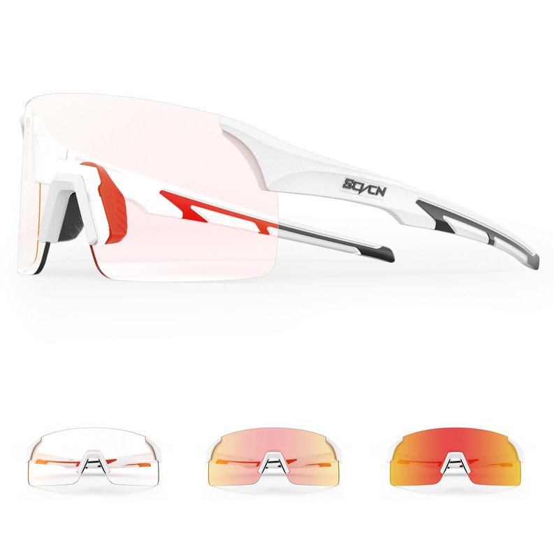 SCVCN Photochromic Cycling Glasses Mountain Bike Glasses for Men Women Frameless Sport sunglasses