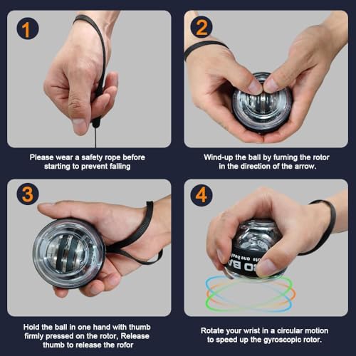 Wrist Power Gyro Ball with Counter - Black Torque Ball Exerciser