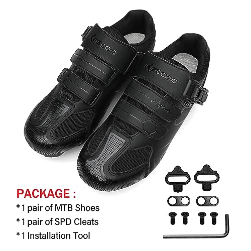 Mountain Bike Shoes for Men with SPD Cleats - Black