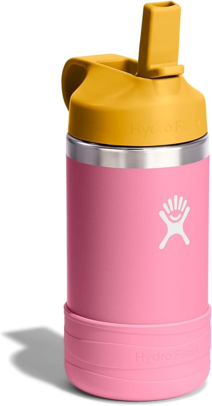 Hydro Flask Kids Water Bottle - Insulated Stainless Steel with Straw Cap | 12 Oz Dahlia