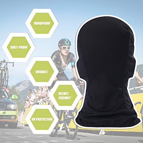 Windproof Balaclava Face Mask with UV Protection - Black, One Size