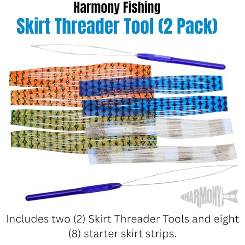 Fishing Skirt Threader Tool 2-Pack with Silicone Skirts for Soft Plastic Baits