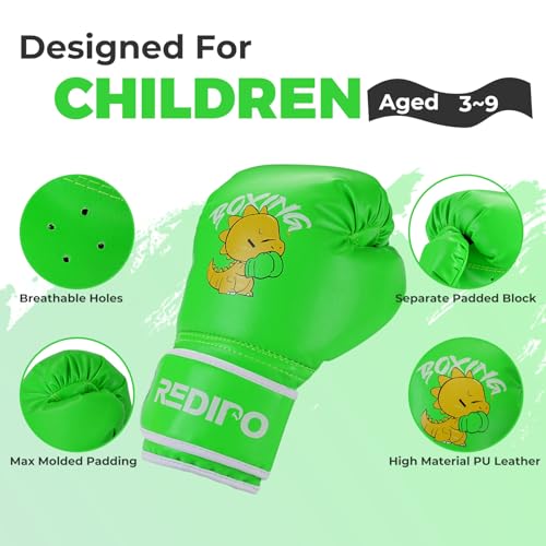 Kids Boxing Gloves - Youth Training Sparring Gloves 6OZ Green