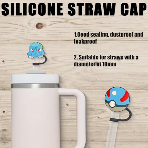10Pcs Reusable Cartoon Straw Covers for Stanley Cup - 10mm
