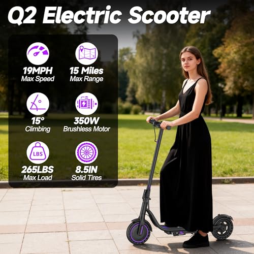 Lightweight Electric Scooter with 350W Motor, 19 MPH Speed, 28 Miles Range