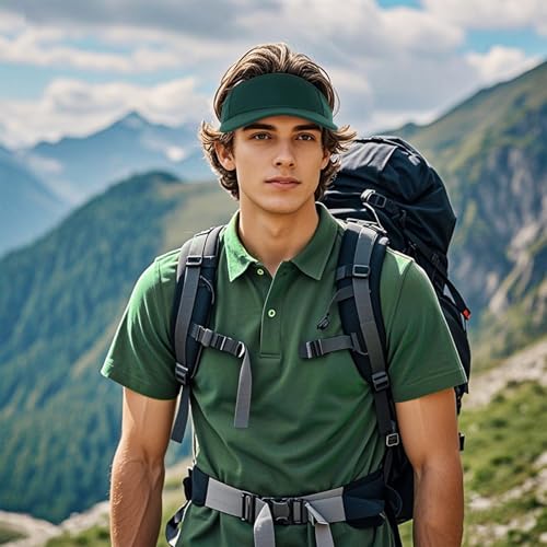 Adjustable Sun Visor Hats - 2 Pack for Outdoor Activities - Green