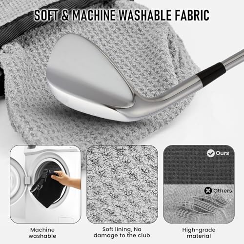 Waterproof Golf Club Cleaner Bag with Clip - Black