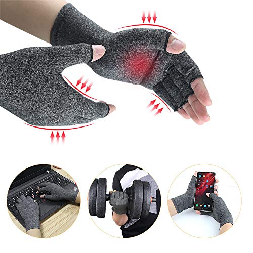 Fingerless Compression Gloves for Hand Support - Large / Pink