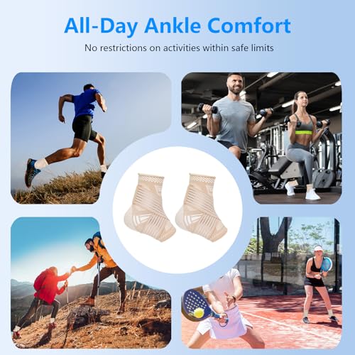 Adjustable Copper Ankle Brace for Men & Women - Large Skin Tone