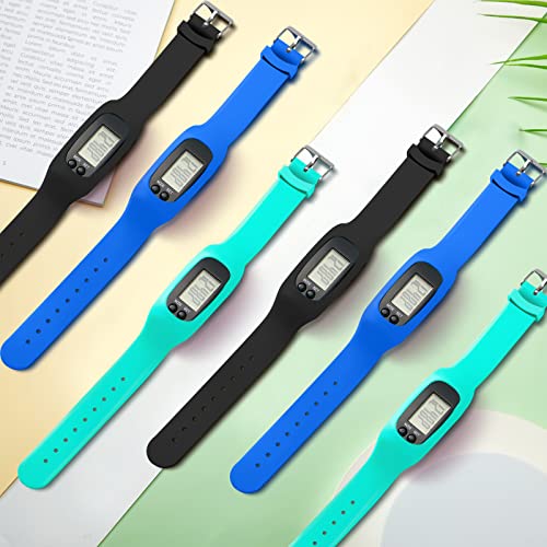 Walking Running Pedometer Watch - Silicone Fitness Tracker, Dark Sport Multi (12 Pack)