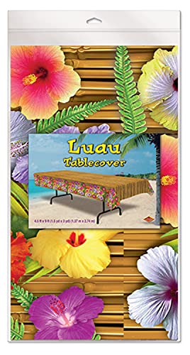 Tropical Luau Table Cover - 54" x 108" Plastic Tablecloth