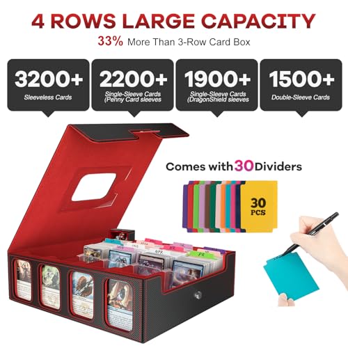 Large Capacity Trading Card Storage Box - Holds 3200+ Cards, Durable & Portable