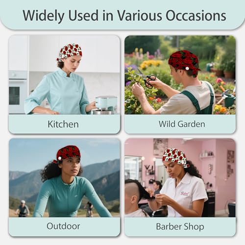 Adjustable Working Cap with Sweatband - Red Rose - 2 Pcs