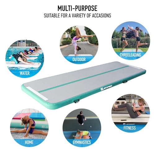 Inflatable Gymnastics Air Mat - 10ft Tumble Track - Mint Green